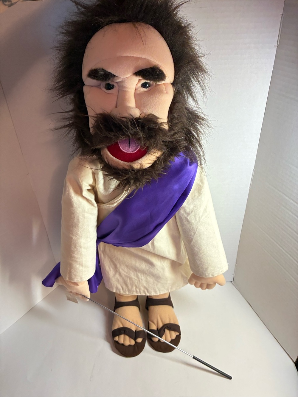 Jesus Plush Puppet Figure with Purple Sash -ventriloquist puppet.
